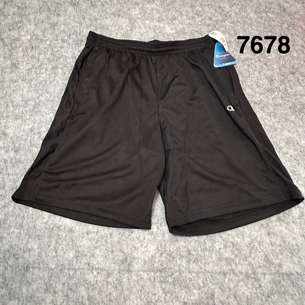 Champion Mens Double Dry Core Shorts Black Athletic Wicking Mesh Medium